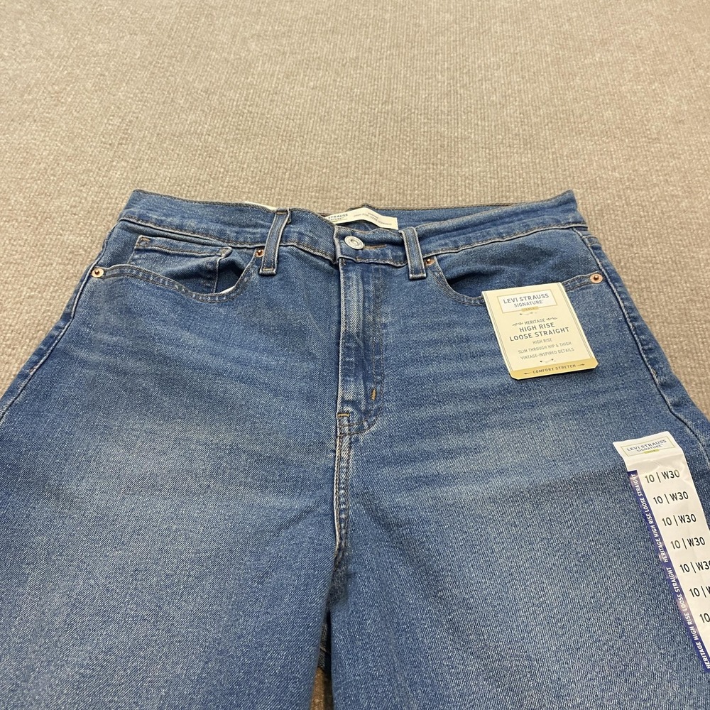 Signature by Levi Strauss Womens High-Rise Wide Leg Jeans in Blue Denim - Picture 3 of 15